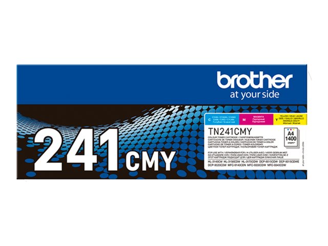 Brother TN241CMY - 3-pack - yellow, cyan, magenta - original - toner cartridge - for Brother DCP-9015, DCP-9020, HL-3140, HL-3150, HL-3170, MFC-9140, MFC-9330, MFC-9340