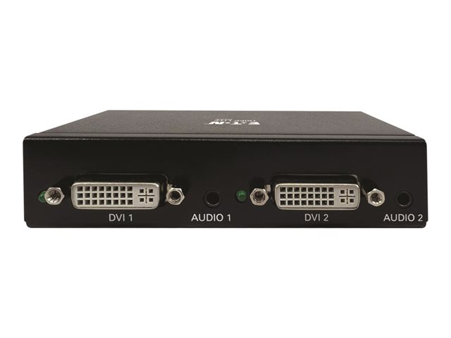 Eaton Tripp Lite series 2-Port DVI Splitter with Audio and Signal Booster, Single-Link 1080p @ 60 Hz (DVI-D F/2xF), International Plug Adapters, TAA - Video/audio switch - 2 x DVI / audio - wall-mountable, rack-mountable, pole-mountable - TAA Complia