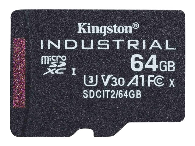 Kingston Industrial - Flash memory card - 64 GB - A1 / Video Class V30 / UHS-I U3 / Class10 - microSDXC UHS-I