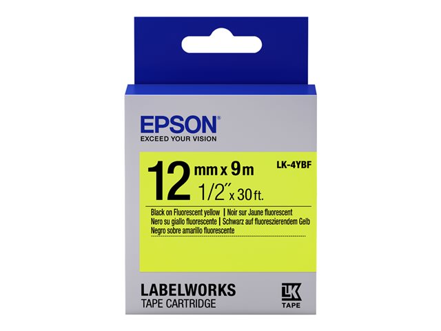 Epson LabelWorks LK-4YBF - Black on yellow - Roll (1.2 cm x 2.9 m) 1 roll(s) label tape - for LabelWorks LW-1000, LW-300, LW-400, LW-600, LW-700, LW-900, LW-K400, LW-Z700, LW-Z900