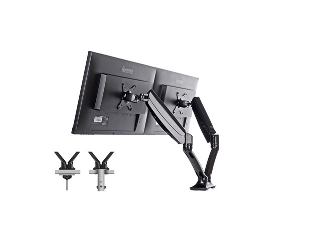 Iiyama DS3002C-B1 - Mounting kit - adjustable arm - for 2 monitors - black - screen size: 10\"-27\" - desk-mountable