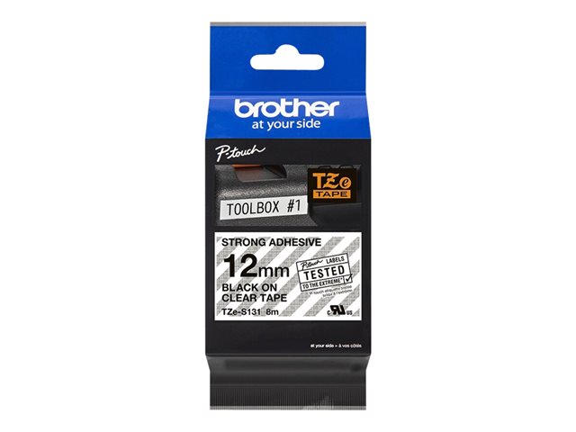 Brother TZe-S131 - Extra strength adhesive - black on clear - Roll (1.2 cm x 8 m) 1 cassette(s) laminated tape - for Brother PT-D210, D600, H110, P-Touch PT-1005, 1880, E310, E800, P-Touch Cube Plus PT-P710