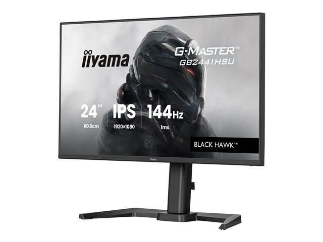 24\"WIDE LCD, G-Master Black Hawk, 1920 x 1080, 144 Hz IPS panel, LED Bl., Freesync,  USB-Hub(2xOut v2.0), Pivot, Height Adjust.(15cm),  350 cd/m², 1500:1 Static Contrast, 80.000.000:1 ACR, Speakers, DisplayPort, HDMI, 1ms(MPRT), Black Tuner (23,8\"VIS