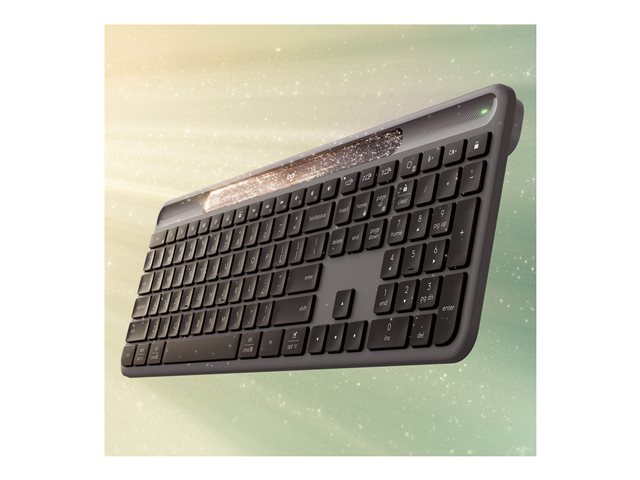 Logitech Signature Slim Solar+ K980 - Keyboard - full size - wireless - Bluetooth LE - AZERTY - French - key switch: scissor switches - graphite
