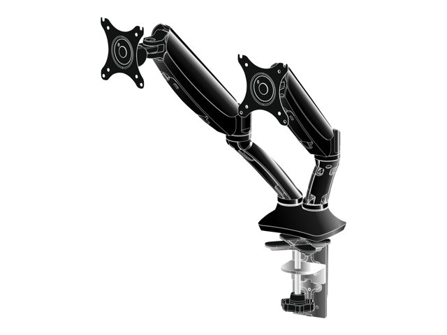 Iiyama DS3002C-B1 - Mounting kit - adjustable arm - for 2 monitors - black - screen size: 10\"-27\" - desk-mountable