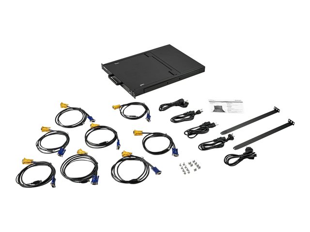 StarTech.com 8 Port Rackmount KVM Console with 6ft Cables, Integrated KVM Switch with 17\" LCD Monitor, Fully Featured 1U LCD KVM Drawer- OSD KVM, Durable 50,000 MTBF, USB + VGA Support - 17in. LCD KVM Drawer (RKCONS1708K) - KVM console with KVM switch - 8 ports - USB - 17\" - rack-mountable - 1280 x 1024 @ 60 Hz - 250 cd/m² - 1000:1 - 5 ms - VGA - black - 1U