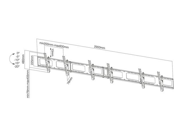 Neomounts NS-WMB300 - Bracket - for 3 LCD displays - black - screen size: 40\"-52\" - wall-mountable