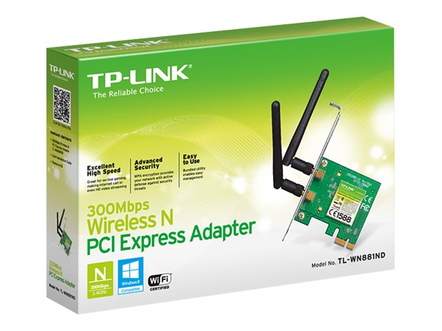 300Mbps Wireless N  PCI Express Adapter, Atheros, 2T2R, 2.4GHz, 802.11n/g/b, with 2 detachable antennas - incl low profile bracket