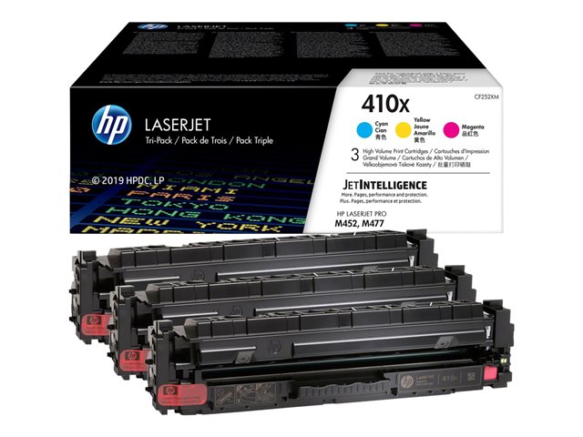 HP 410X - 3-pack - High Yield - yellow, cyan, magenta - original - LaserJet - toner cartridge (CF252XM) - for Color LaserJet Pro M452, MFP M377, MFP M477