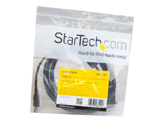 StarTech.com 10 ft USB to Parallel Printer Adapter - M/M - USB to ieee 1284 - USB to centronics - USB to Parallel Cable (ICUSB128410) - Parallel adapter - USB 2.0 - IEEE 1284 - black