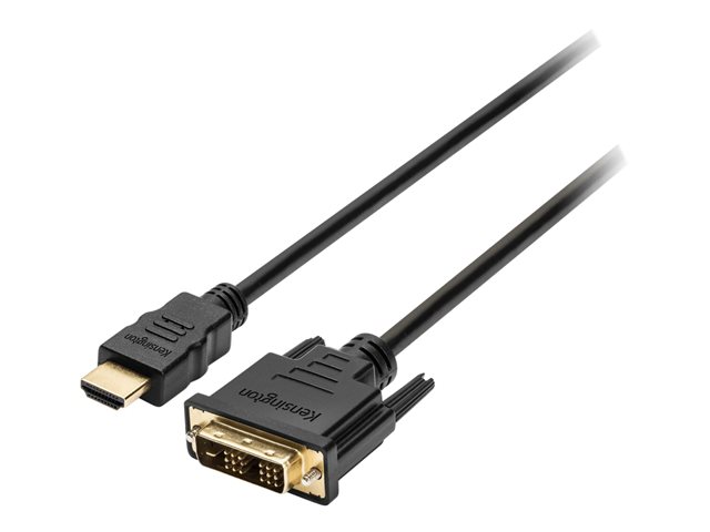 Kensington HDMI (M) to DVI-D (M) Passive Cable, 6ft - Adapter cable - DVI-D male to HDMI male - 1.83 m - double shielded - black - passive, thumbscrews