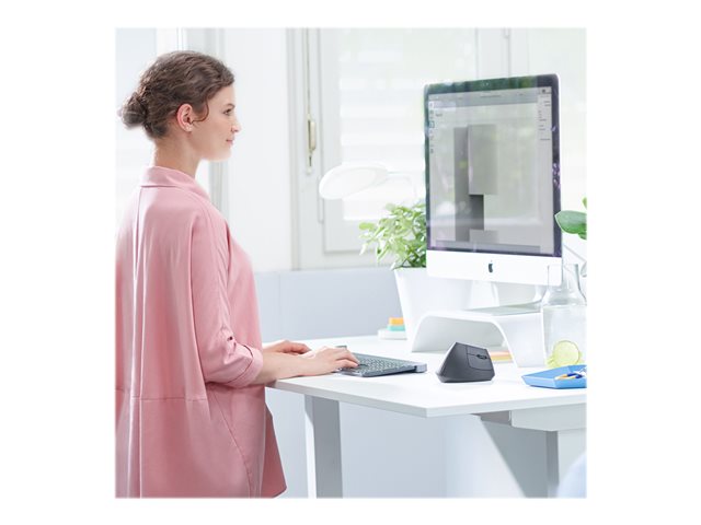Logitech MX Vertical - Vertical mouse - ergonomic - optical - 6 buttons - wireless, wired - Bluetooth, 2.4 GHz - USB wireless receiver - graphite
