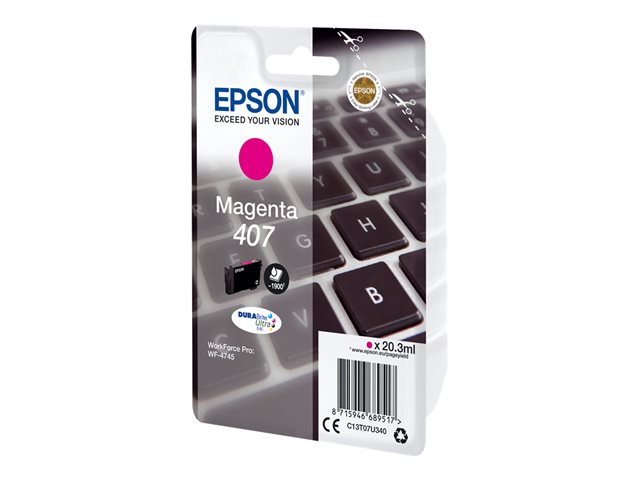 Epson 407 - 20.3 ml - L size - magenta - original - ink cartridge - for WorkForce Pro WF-4745, WF-4745DTWF