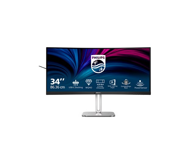 Philips 34B2U5600C - 5000 Series - LED monitor - curved - USB - 34\" - 3440 x 1440 WQHD @ 120 Hz - VA - 300 cd/m² - 4000:1 - 4 ms - 2xHDMI, DisplayPort, USB-C - speakers - charcoal