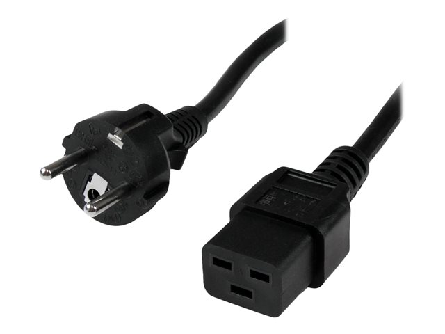 StarTech.com 2m (6ft) Computer Power Cord, 16AWG, EU Schuko to C19 Power Cord, 16A 250V, Black Replacement AC Cord, TV/Monitor Power Cable, Schuko CEE 7/7 to IEC 60320 C19 Power Cord - PC Power Supply Cable - Power cable - IEC 60320 C19 to power CEE 7/7 (M) - AC 250 V - 2 m - molded - black