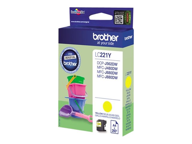 Brother LC221Y - Yellow - original - ink cartridge - for Brother DCP-J562DW, MFC-J480DW, MFC-J680DW, MFC-J880DW