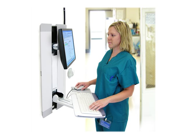 Ergotron StyleView - Mounting kit (keyboard shelf, wrist rest, mouse pouch, panel vertical lift) - for LCD display / PC equipment - patient room - steel - white - screen size: up to 24\"