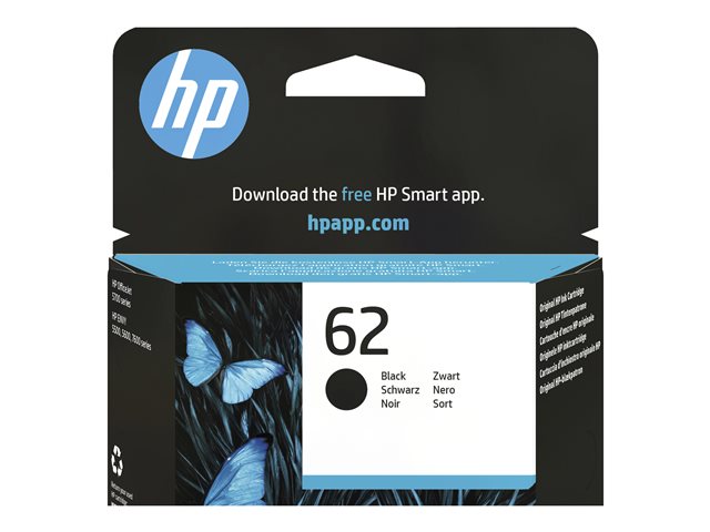 HP 62 - Black - original - blister - ink cartridge - for ENVY 55XX, 56XX, 76XX, Officejet 200, 250, 57XX, 8040