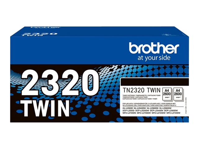 Brother TN2320 TWIN - 2-pack - High Yield - black - original - toner cartridge - for Brother DCP-L2500, L2520, L2560, HL-L2300, L2340, L2360, L2365, MFC-L2700, L2720, L2740