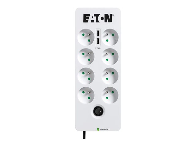 Eaton Protection Box - Surge protector - AC 220-250 V - 2500 Watt - output connectors: 8 - white
