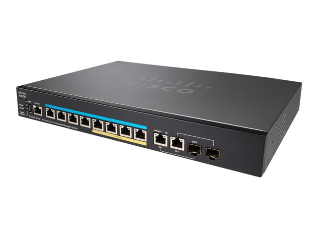 Cisco Small Business SG350X-8PMD - Switch - Managed - 8 x 10/100/1000/2.5G (PoE+) + 2 x 10 Gigabit Ethernet / 10 Gigabit Ethernet SFP+ - rack-mountable - PoE+ (240 W)