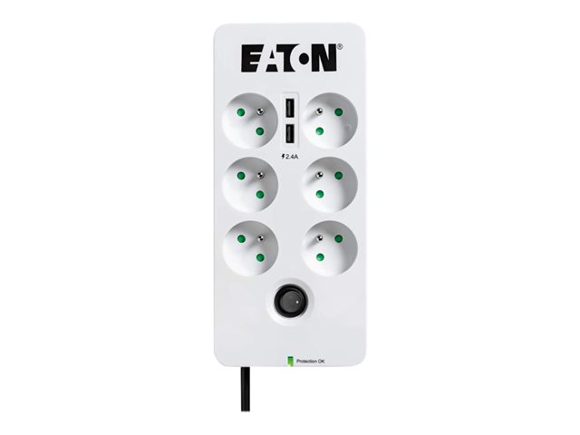 Eaton Protection Box - Surge protector - AC 220-250 V - 2500 Watt - output connectors: 6 - white