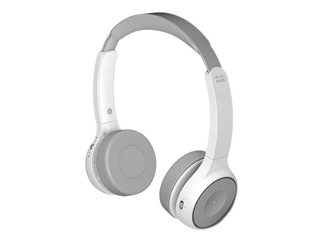 Cisco Headset 730 - Headset - on-ear - Bluetooth - wireless - active noise cancelling - platinum - with charging stand - for Cisco DX70, DX80, IP DECT Phone 6825, IP Phone 88XX, Unified Wireless IP Phone 8821