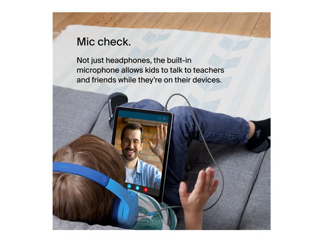 Belkin SoundForm Mini - Headphones with mic - on-ear - wired - 3.5 mm jack - blue
