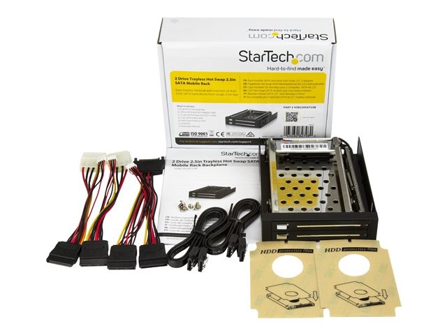 StarTech.com 2 Drive 2.5in Trayless Hot Swap SATA Mobile Rack Backplane - Dual Drive SATA Mobile Rack Enclosure for 3.5 HDD (HSB220SAT25B) - Storage bay adapter - black