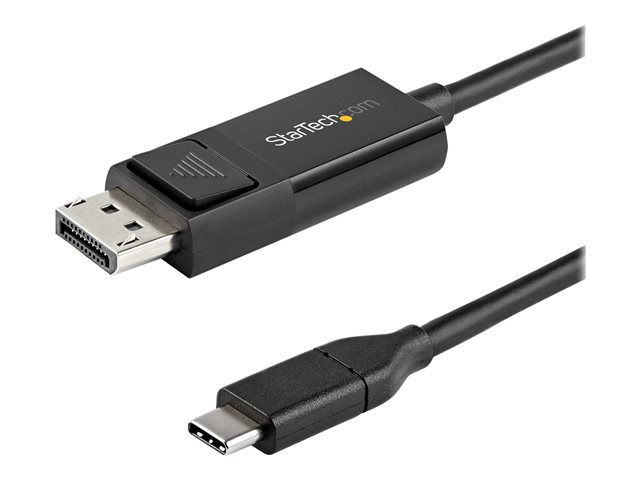 StarTech.com 6ft (2m) USB C to DisplayPort 1.2 Cable 4K 60Hz, Bidirectional DP to USB-C or USB-C to DP Reversible Video Adapter Cable, HBR2/HDR, USB Type C / Thunderbolt 3 Monitor Cable - 4K USB-C to DP Cable (CDP2DP2MBD) - DisplayPort cable - 24 pin USB-C (M) to DisplayPort (M) - USB 3.1 / Thunderbolt 3 / DisplayPort 1.2 - 2 m - 4K support, active - black