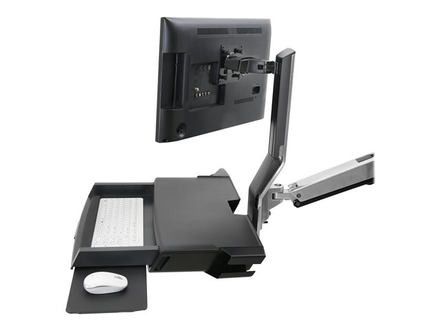Ergotron SV Combo System with Worksurface & Pan, Medium CPU Holder - Mounting kit (CPU holder, wrist rest, wall mount bracket, track mount bracket kit, slide-out mouse tray, monitor mount, barcode scanner and mouse holder, combo arm, work surface wit