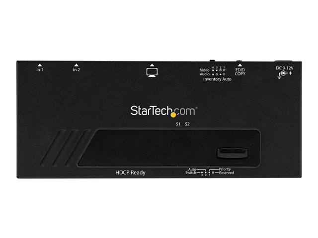 StarTech.com 2 Port HDMI Switch w/ Automatic and Priority Switching - 2 In 1 Out HDMI Selector with Automatic Priority Switching - 1080p (VS221HDQ) - Video/audio switch - desktop - for P/N: SVA12M2NEUA, SVA12M5NA