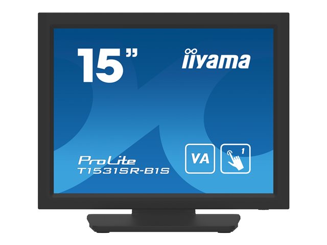 iiyama ProLite T1531SR-B1S - LED monitor - 15\" - touchscreen - 1024 x 768 - VA - 350 cd/m² - 2500:1 - 18 ms - HDMI, VGA, DisplayPort - speakers - black, matte