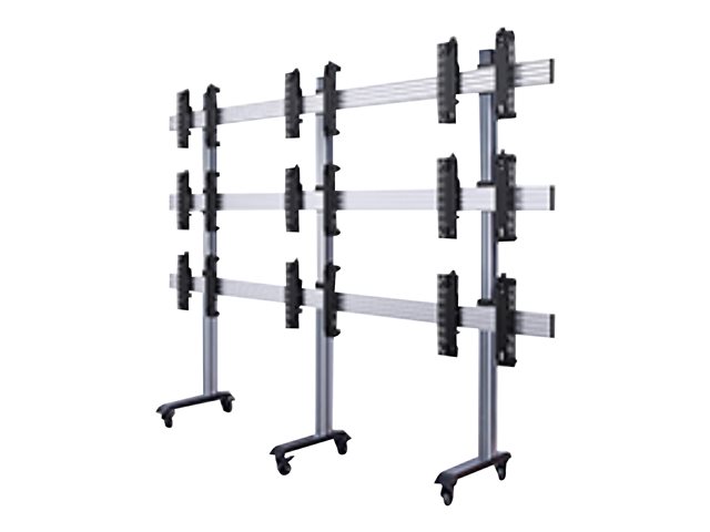 B-TECH System X BT8371 - Cart - for 3x3 video wall - black with silver column - screen size: 46\"-55\" - mounting interface: up to 600 x 400 mm