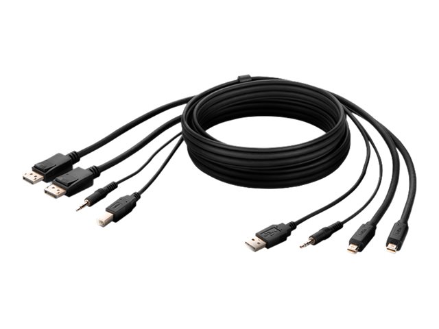 Belkin Secure KVM Combo Cable - Video / USB / audio cable - TAA Compliant - USB, mini jack, Mini DisplayPort (M) to USB Type B, mini jack, DisplayPort (M) - 1.83 m - passive, 4K support