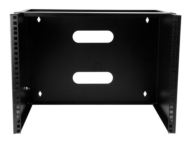StarTech.com Wall Mount Patch Panel Rack - 4U Wall Mount Rack Shelf with Built in Shelf - 2 Post Open Frame Rack - Rack Shelf (WALLMOUNT8) - Cabinet - wall mountable - black - 8U - 12\"