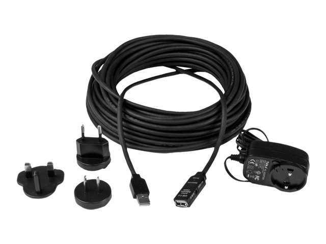 StarTech.com 15m USB 2.0 Active Extension Cable - M/F - 15 meter USB 2.0 Repeater Cable Cord - USB A Male to USB A Female - 15 m, Black (USB2AAEXT15M) - USB extension cable - USB (F) to USB (M) - USB 2.0 - 15 m - active - black - for P/N: SVA5H2NEUA, UUSBOTG