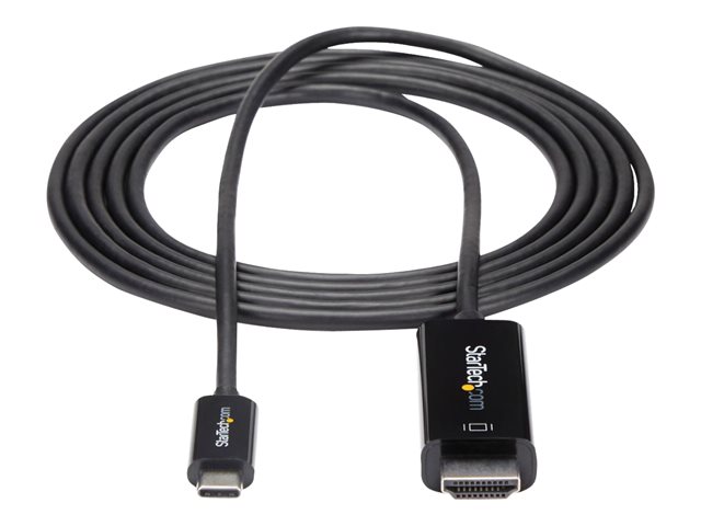 StarTech.com 6ft (2m) USB C to HDMI Cable, 4K 60Hz USB Type C to HDMI 2.0 Video Adapter Cable, Thunderbolt 3 Compatible, Laptop to HDMI Monitor/Display, DP 1.2 Alt Mode HBR2 Cable, Black - 4K USB-C Video Cable (CDP2HD2MBNL) - Adapter cable - 24 pin USB-C male to HDMI male - 2 m - black - 4K60Hz (3840 x 2160) support - for P/N: TB4CDOCK