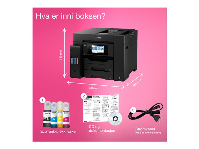 Epson EcoTank ET-5800 - Multifunction printer - colour - ink-jet - A4 (210 x 297 mm) (original) - A4 (media) - up to 25 ppm (printing) - 550 sheets - 33.6 Kbps - USB 2.0, LAN, Wi-Fi(ac) - black