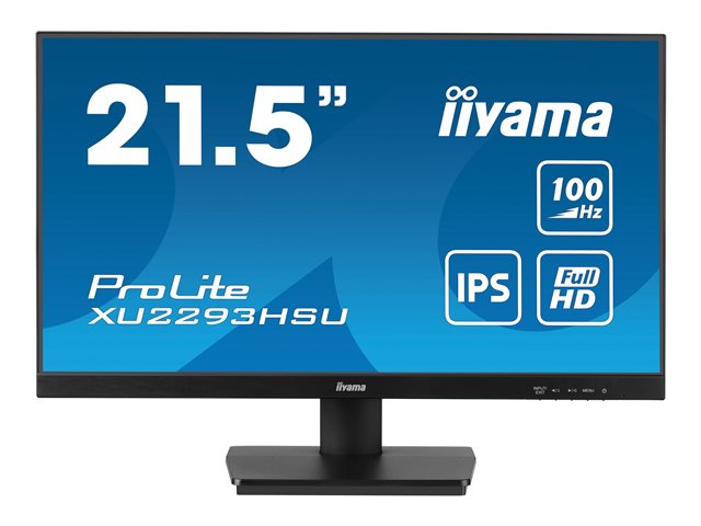 iiyama ProLite XU2293HSU-B7 - LED monitor - 22\" (21.5\" viewable) - 1920 x 1080 Full HD (1080p) @ 100 Hz - IPS - 300 cd/m² - 1000:1 - 1 ms - HDMI, DisplayPort - speakers - black, matte