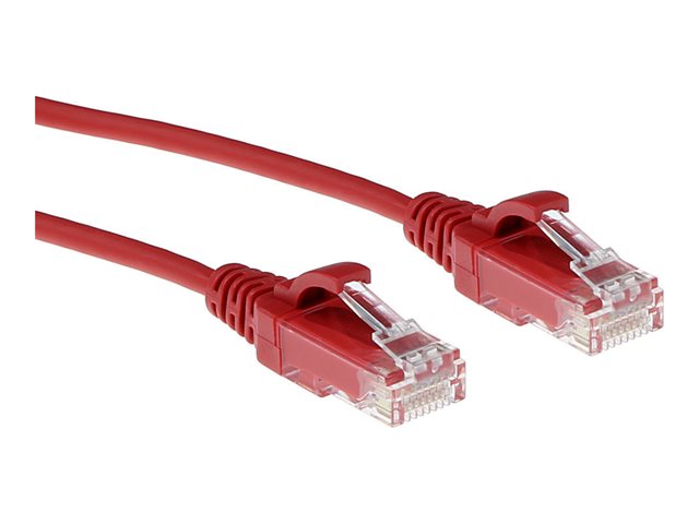 ACT Rode 3 meter LSZH U/UTP CAT6 datacenter slimline patchkabel snagless met RJ45 connectoren