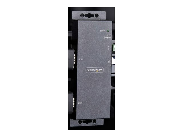 StarTech.com 2P Serial to Ethernet Adapter, IP LAN to RS232 DB9 Converter - Device server - 2 ports - 100Mb LAN, RS-232 - wall / DIN rail mountable - TAA Compliant
