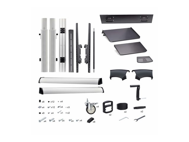 StarTech.com Rolling TV Cart/Stand On Wheels, Up to 100inch/220lb Screens - Cart - for flat panel - plastic, aluminium, steel - black, silver - screen size: 60\"-100\"