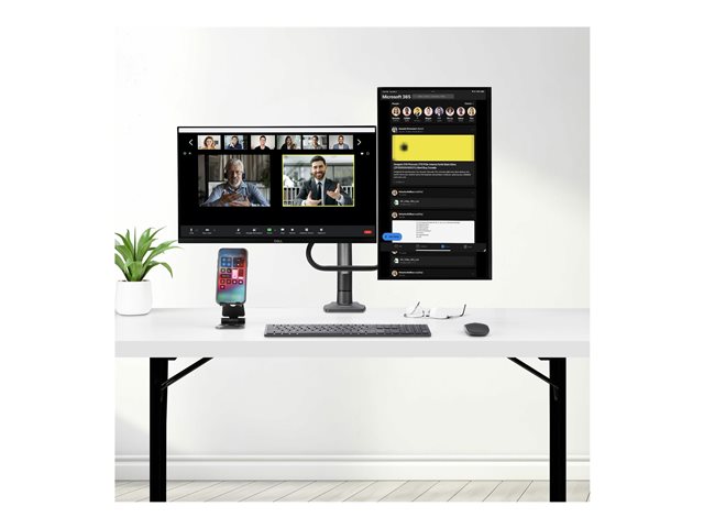 StarTech.com Desk Mount Dual Monitor Arm w/ Crossbar, Up To 27\" Displays - Mounting kit - articulating, mechanical spring - for 2 LCD displays - steel, plastic - black - screen size: 17\"-27\" - desk-mountable - TAA Compliant