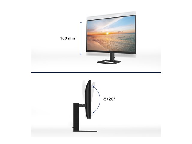 Philips 27E1N1900AE - 1000 Series - LED monitor - 27\" - 3840 x 2160 4K UHD (2160p) @ 60 Hz - IPS - 350 cd/m² - 1000:1 - HDR10 - 4 ms - 2xHDMI, USB-C - speakers - black