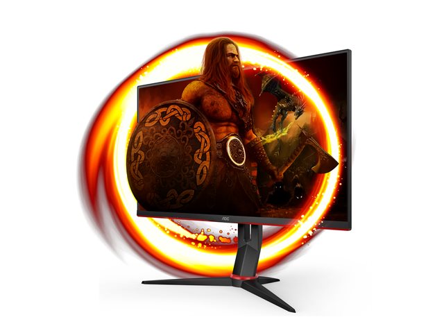 AOC Gaming Q27G2S - G2 Series - LED monitor - gaming - 27" - 2560 x 1440 QHD @ 165 Hz - IPS - 350 cd/m² - 1000:1 - 1 ms - 2xHDMI, DisplayPort - matte black front, matte black/red back side