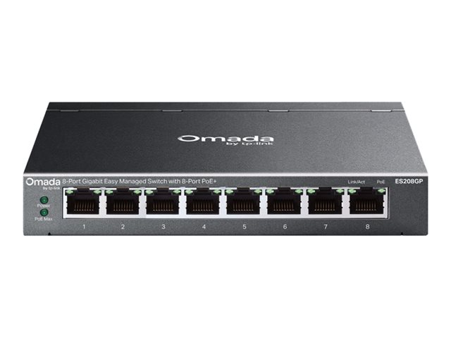 ES208GPOmada 8-Port Gigabit Easy Managed Switch with 8-Port PoE+8× 10/100/1000Mbps RJ45 ports (8× 802.3af/at-compliant PoE+)64W Power Budget, with up to 30W for each PoE port*Easy to Use: Supports plug-and-play for instant connectivity and simple con