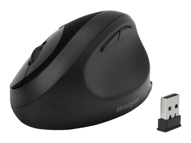 Kensington Pro Fit Ergo Wireless Mouse - Mouse - ergonomic - 5 buttons - wireless - 2.4 GHz, Bluetooth 4.0 LE - USB wireless receiver - black - retail