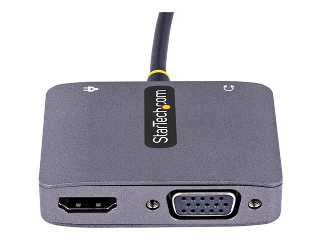 StarTech.com USB C Video Adapter, USB C to HDMI VGA Multiport Adapter w/ 3.5mm Audio Output, 4K 60Hz, HDR, 100W PD 3.0, USB C Monitor Adapter for Laptop, Thunderbolt 3/4 Compatible - USB C Display Travel Adapter (122-USBC-HDMI-4K-VGA) - Docking station - USB-C / Thunderbolt 3 / Thunderbolt 4 - HDMI, VGA