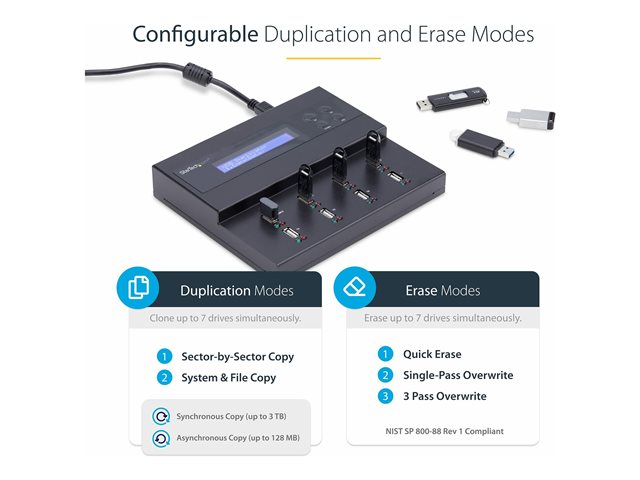 StarTech.com USB Duplicator - 1:7 - USB Flash Drives - Flash Drive Duplicator (USBDUPE17) - USB drive duplicator - 7 bays - TAA Compliant